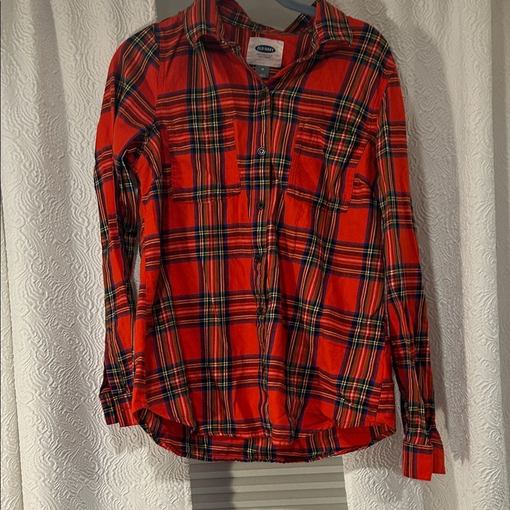 Old Navy Red Plaid Button Down Shirt